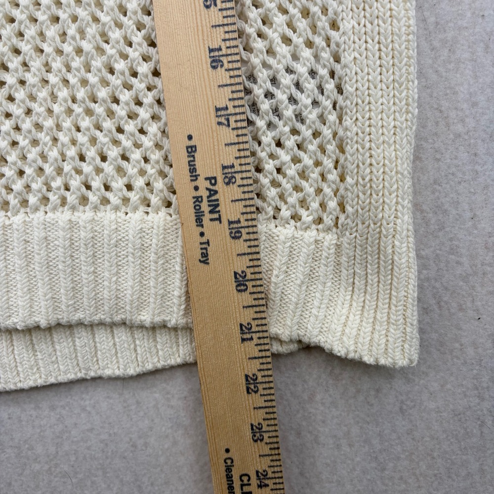 Madewell Women Small Ivory White Cotton Open Crochet Mesh Knit Sweater Vest Top - Picture 5 of 7